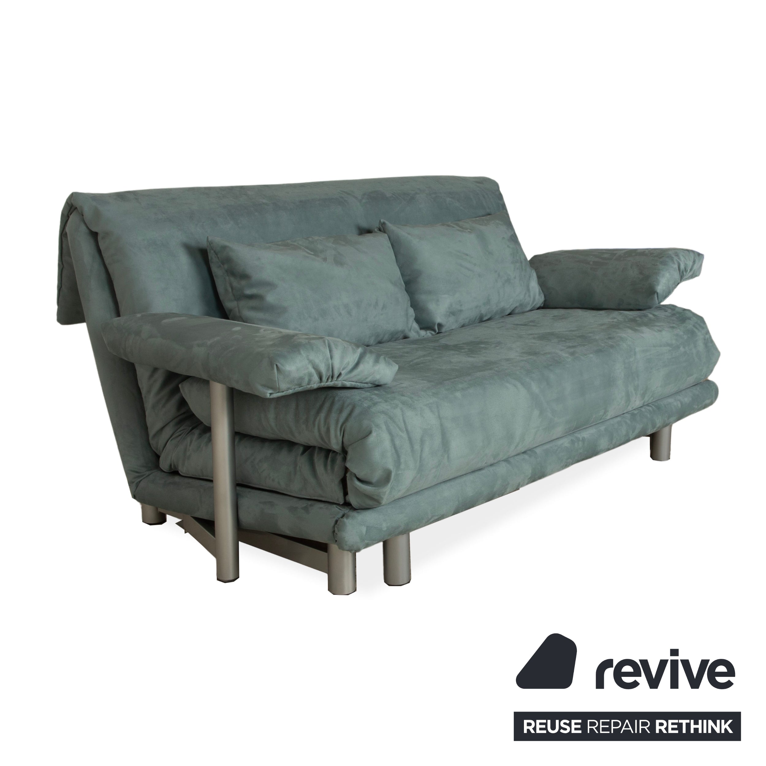 Canapé 3 places Ligne Roset Multy en tissu bleu clair gris fonction couchage nouvelle housse
