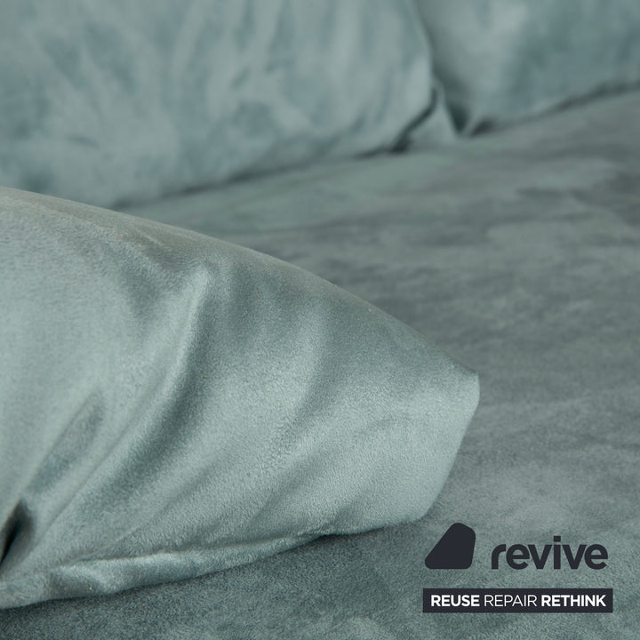 Ligne Roset Multy Stoff Dreisitzer Hellblau Grau Schlaffunktion Neubezug