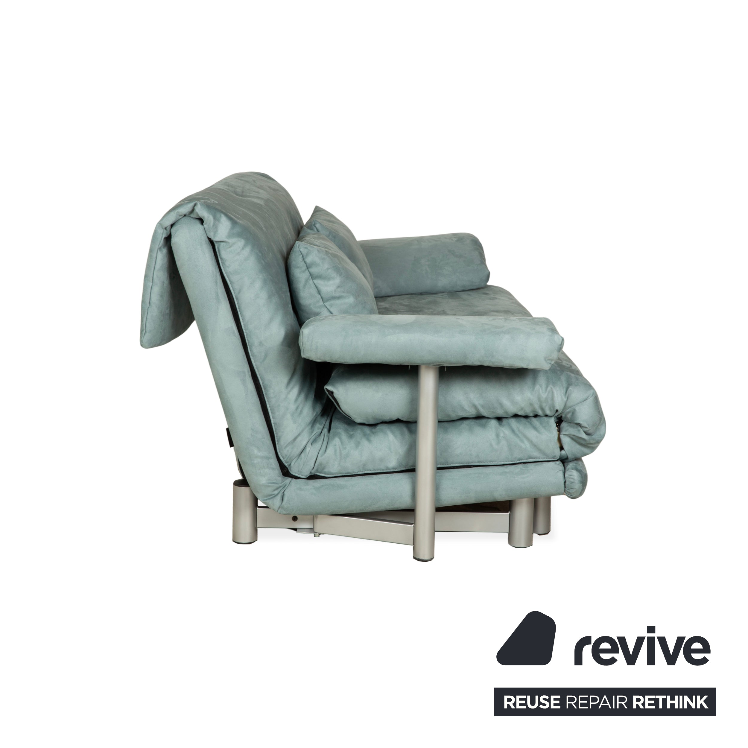 Canapé 3 places Ligne Roset Multy en tissu bleu clair gris fonction couchage nouvelle housse