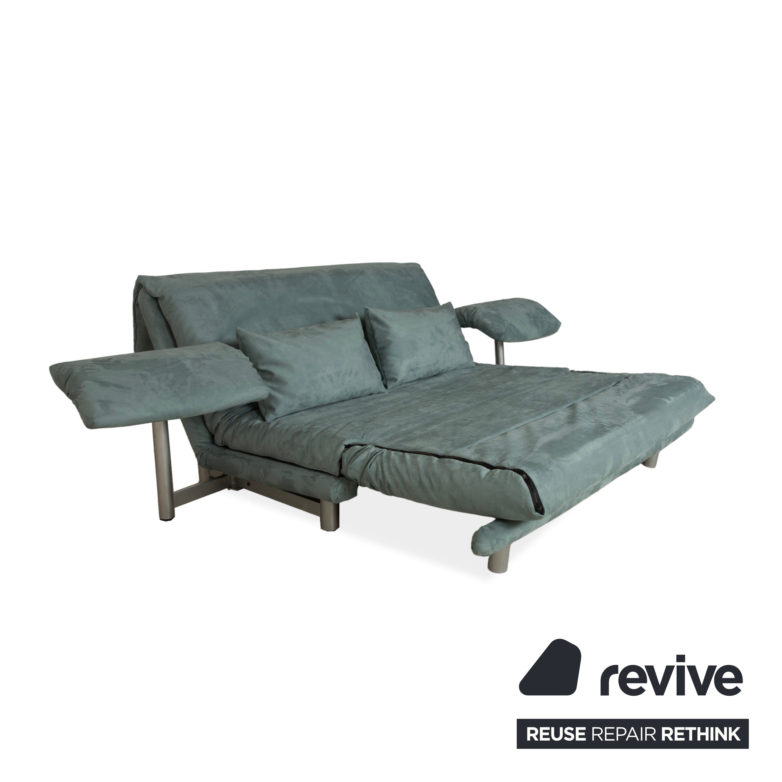 Canapé 3 places Ligne Roset Multy en tissu bleu clair gris fonction couchage nouvelle housse