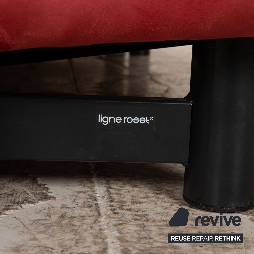 ligne roset Canapé 3 places en tissu Multy rouge framboise retapissé
