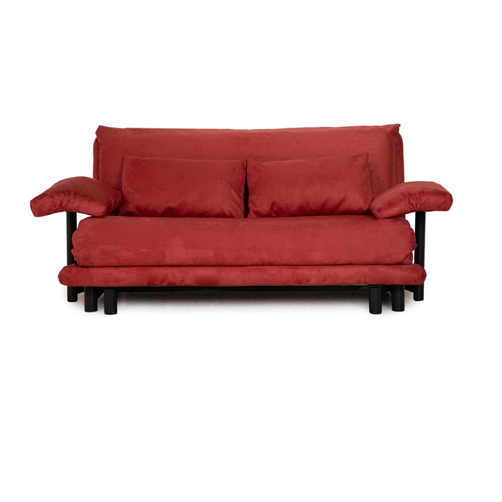 Canapé trois places Ligne Roset Multy, tissu rouge framboise, réentoilé, accoudoirs inclus