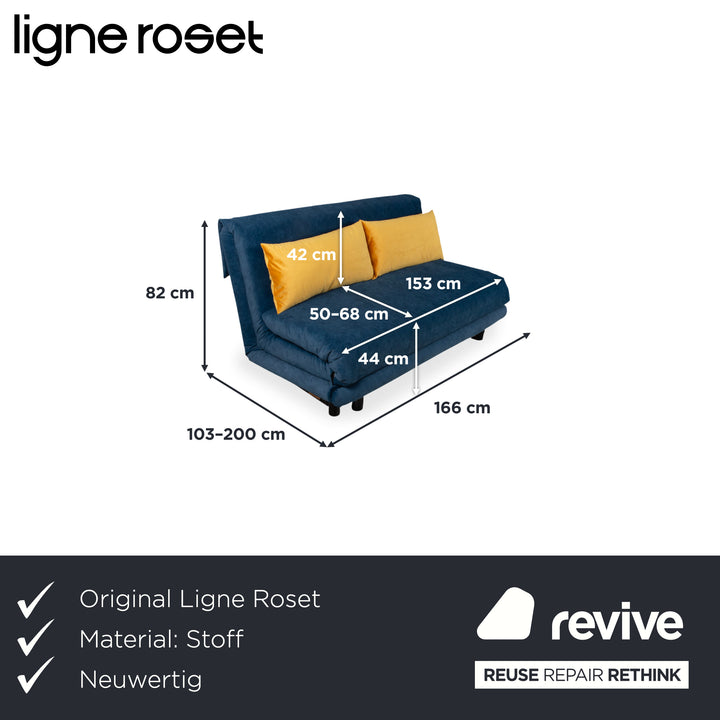 Ligne Roset Multy Tissu canapé trois places bleu foncé canapé-lit fonction manuel housse neuve VENTURA 340