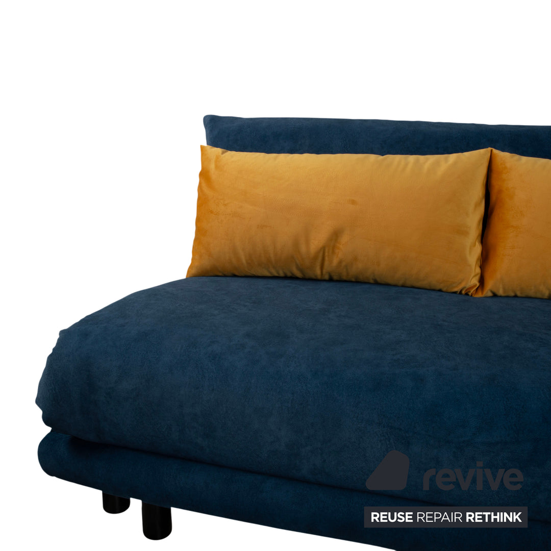 Ligne Roset Multy Stoff Dreisitzer Dunkelblau Couch manuelle Funktion Schlafsofa Neubezug VENTURA 340