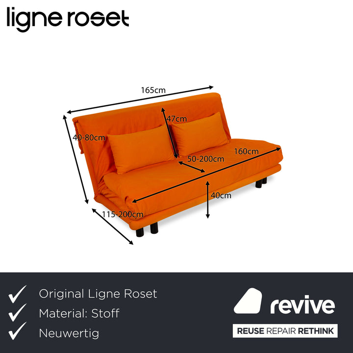 Ligne Roset Multy fabric three-seater orange manual function sofa bed