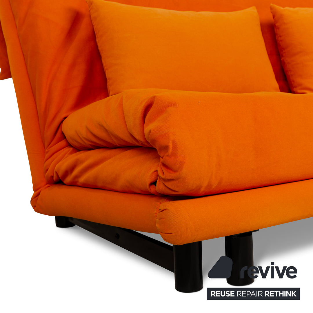 Ligne Roset Multy fabric three-seater orange manual function sofa bed