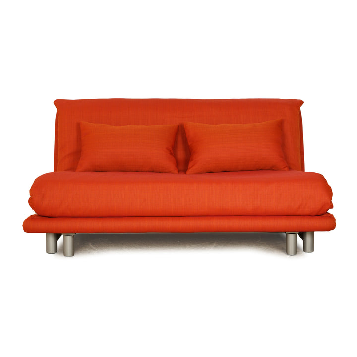 Ligne Roset Multy stof driezitsbank oranje rood zalm handmatige functie slaapbank opnieuw gestoffeerd
