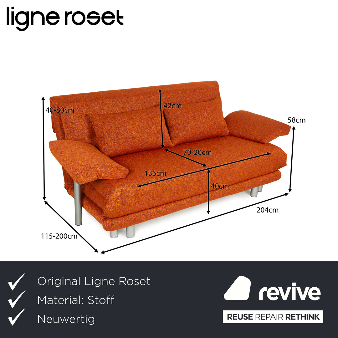 Ligne Roset Multy Stoff Dreisitzer Orange Schlaffunktion Neubezug