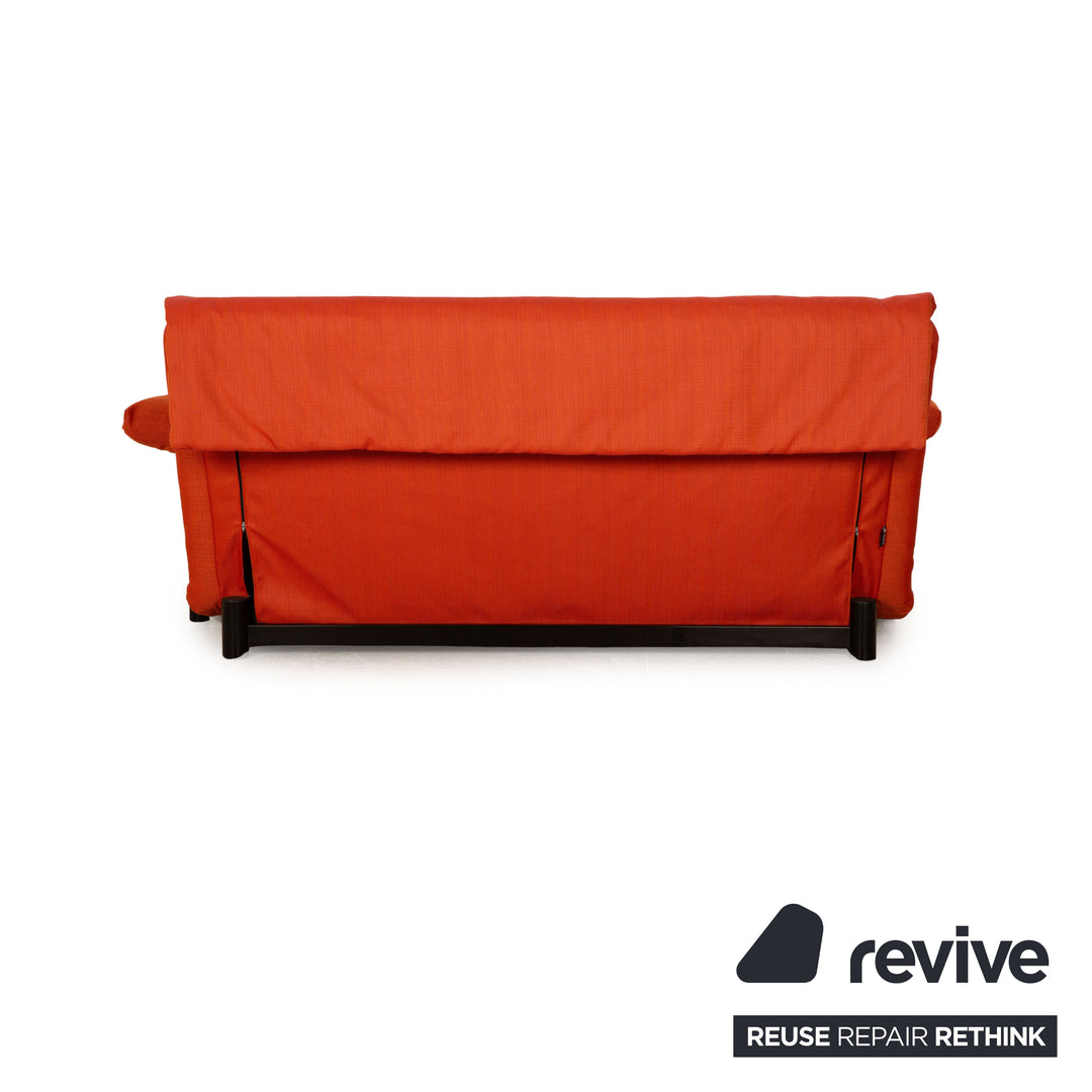 Ligne roset Canapé 3 places en tissu Multy orange avec accoudoirs fonction couchage nouvelle housse