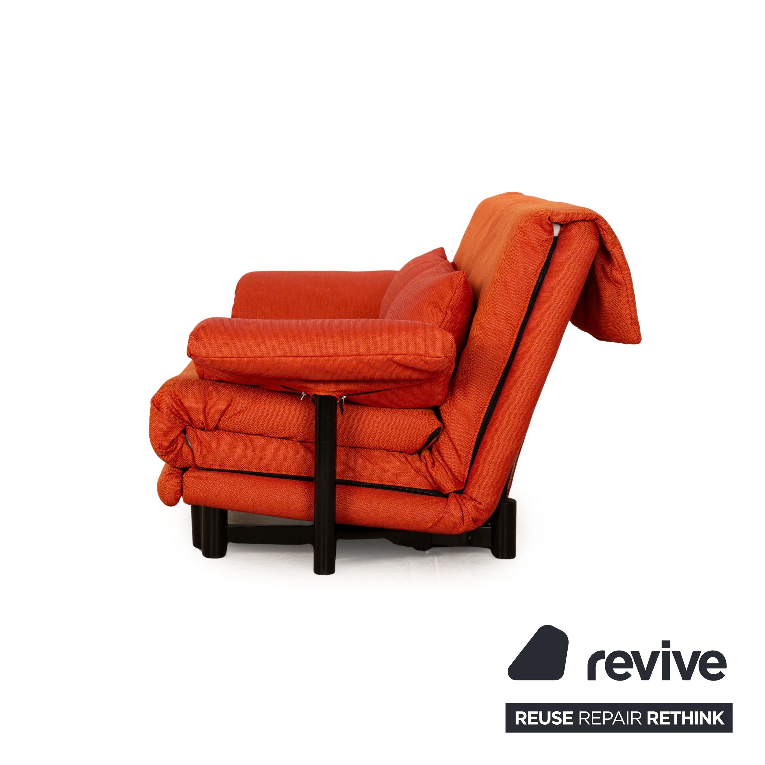 Ligne Roset Multy Fabric Three-Seater Orange Sofa Couch with Armrests Sleeper Function New Upholstery