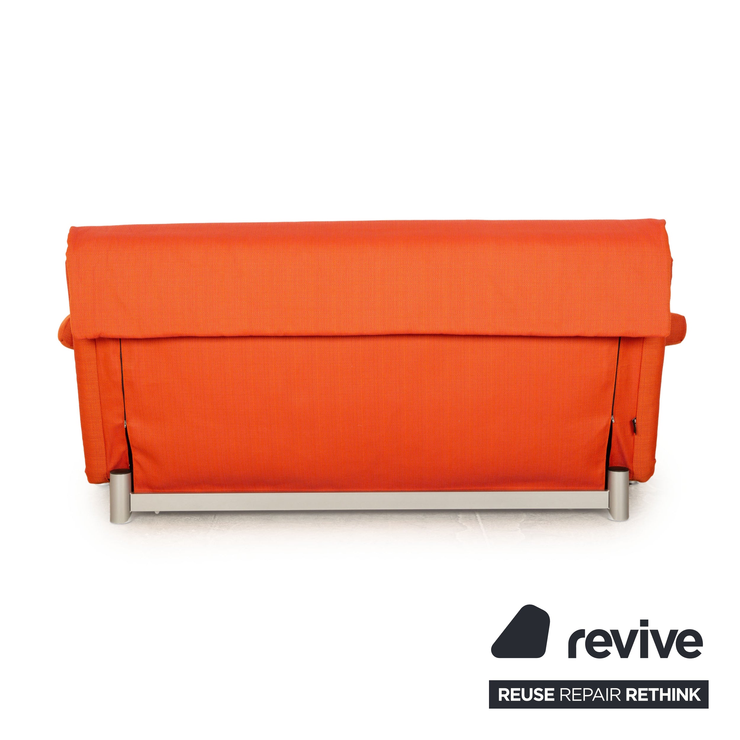 ligne roset Multy fabric three-seater orange sofa couch with armrests and BULTEX mattress sleeping function new cover