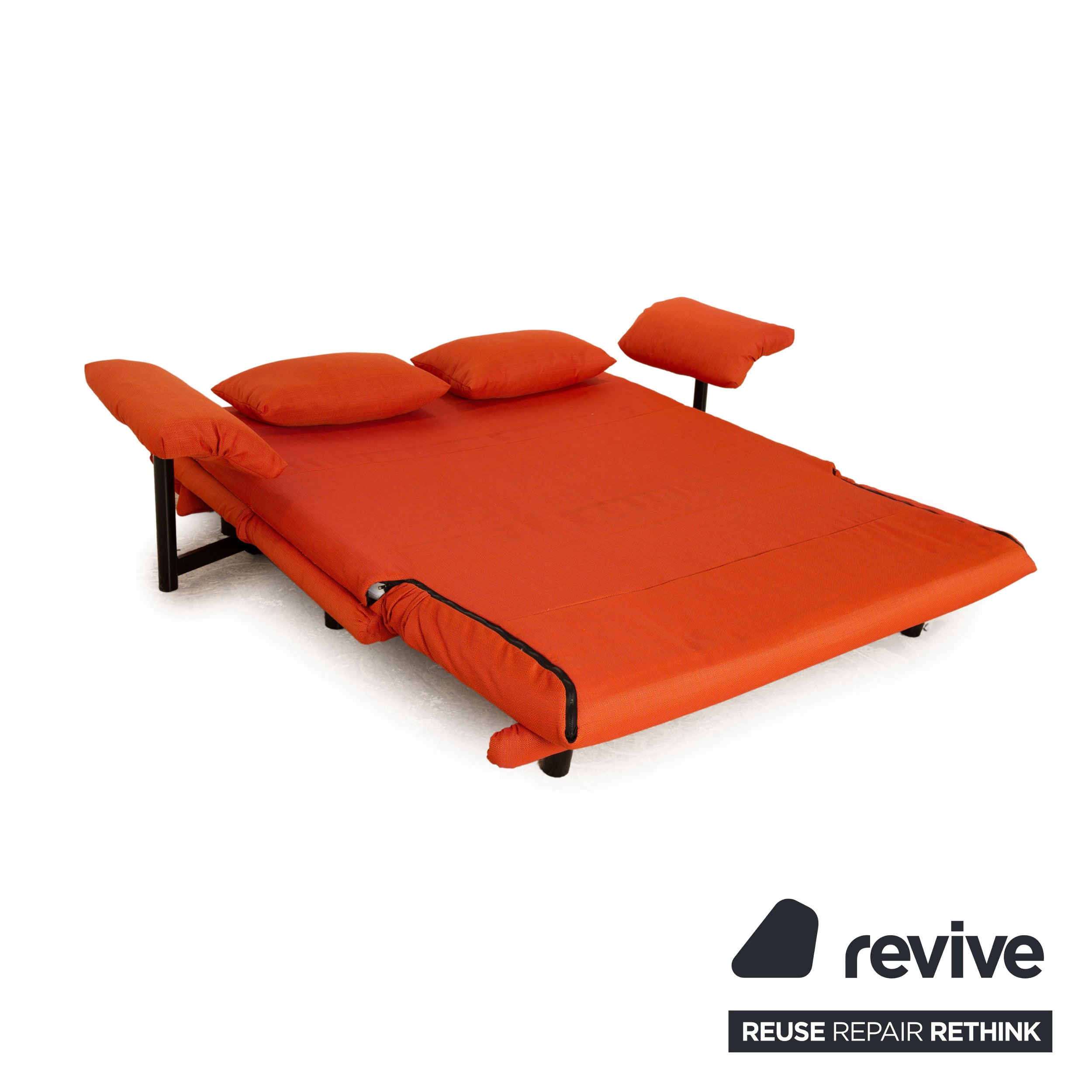 Ligne Roset Multy Fabric Three-Seater Orange Sofa Couch with Armrests Sleeper Function New Upholstery
