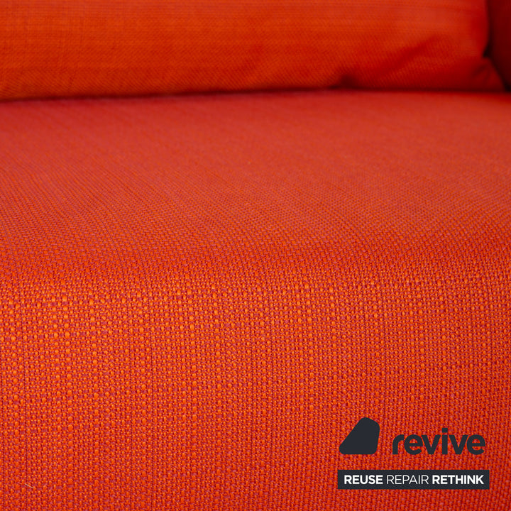 Ligne Roset Multy Tissu Trois Places Canapé Orange avec Accoudoirs Fonction Lit Nouvelle Housse
