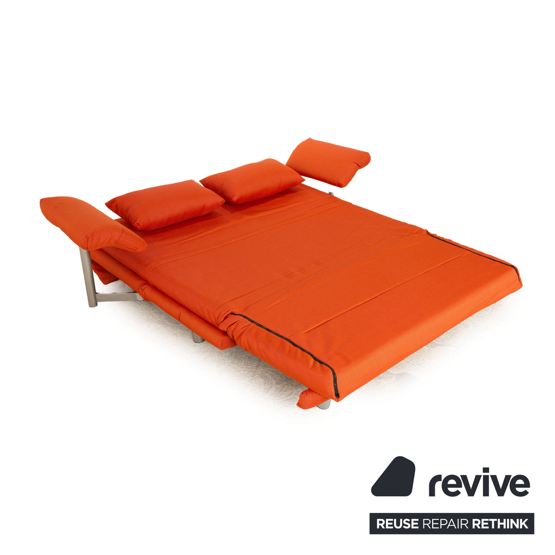 ligne roset Multy Stoff Dreisitzer Orange Sofa Couch mit Armlehnen und BULTEX Matratze Schlaffunktion Neubezug