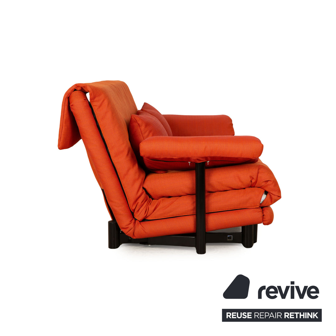 ligne roset Multy Stoff Dreisitzer Orange Sofa Couch mit Armlehnen Schlaffunktion Neubezug