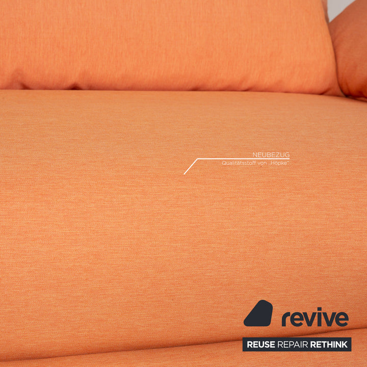 Ligne roset Canapé 3 places en tissu Multy orange, fonction sommeil, accoudoir, housse neuve