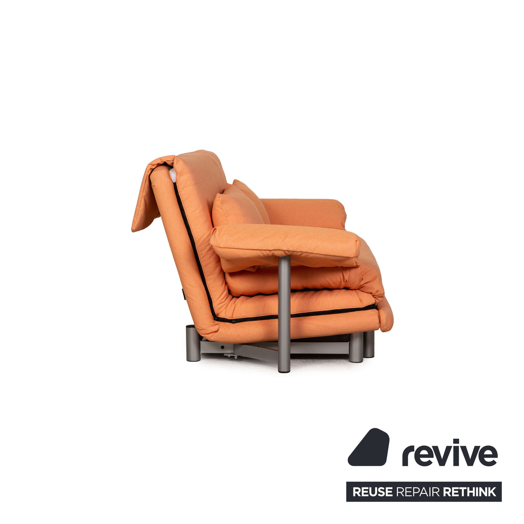 Ligne roset Canapé 3 places en tissu Multy orange, fonction sommeil, accoudoir, housse neuve