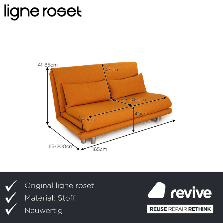 ligne roset Multy Stoff Dreisitzer Orange Sofa Couch Schlaffunktion Neubezug