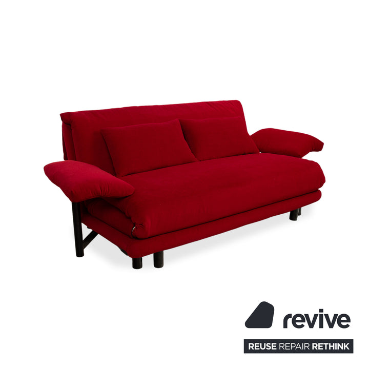 Ligne Roset Multy Stoff Dreisitzer Rot inkl. Armlehne Schlaffunktion Neubezug MALOU 138