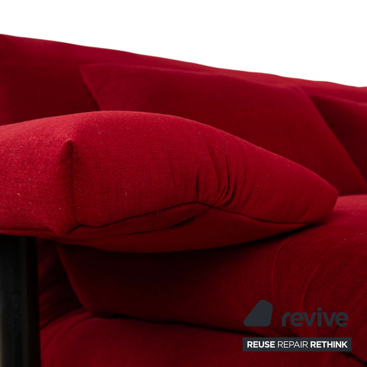 Ligne Roset Multy Stoff Dreisitzer Rot inkl. Armlehne Schlaffunktion Neubezug MALOU 138