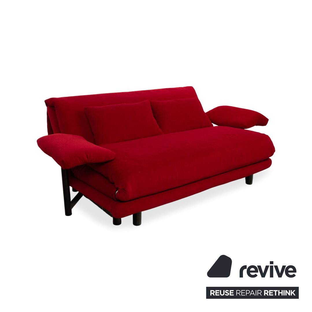 Ligne Roset Multy Stoff Dreisitzer Rot inkl. Armlehne Schlaffunktion Neubezug MALOU 138