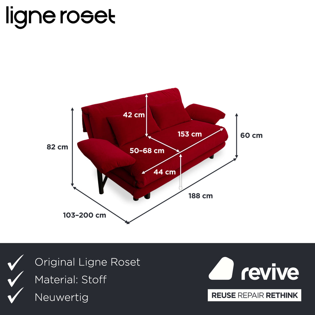 Ligne Roset Multy Stoff Dreisitzer Rot inkl. Armlehne Schlaffunktion Neubezug MALOU 138