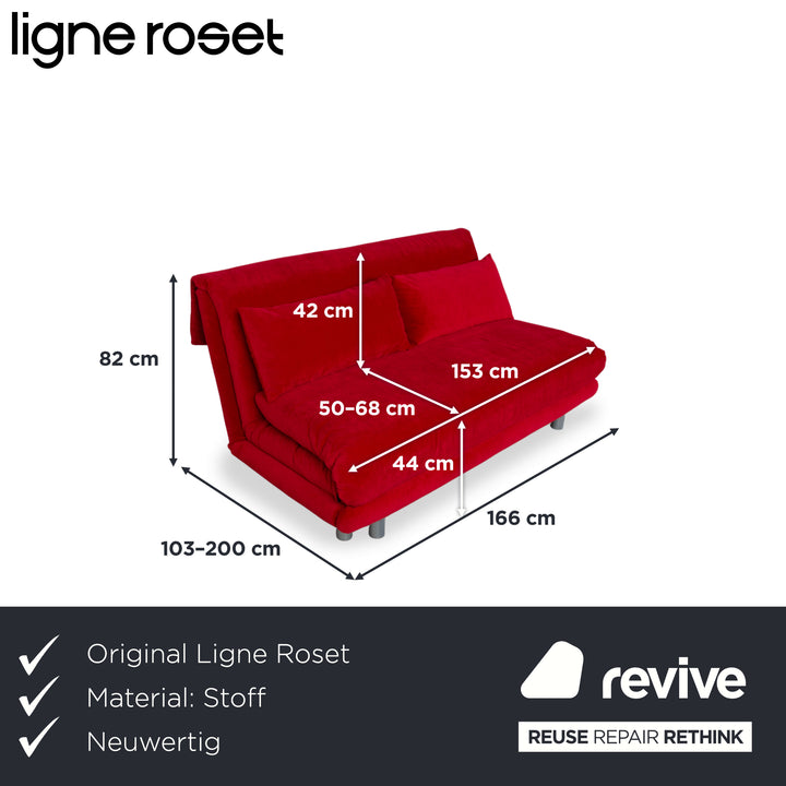 Ligne Roset Multy Stoff Dreisitzer Rot manuelle Funktion Schlaffunktion Neubezug  MELIA FR 850