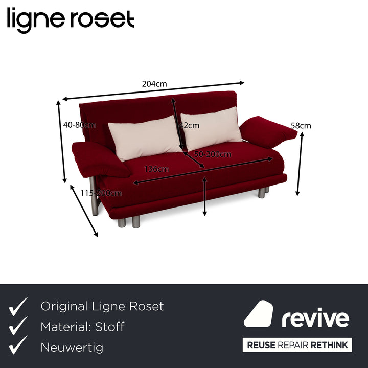 Ligne Roset Multy Fabric Three Seater Red Manual Function Sofa Bed