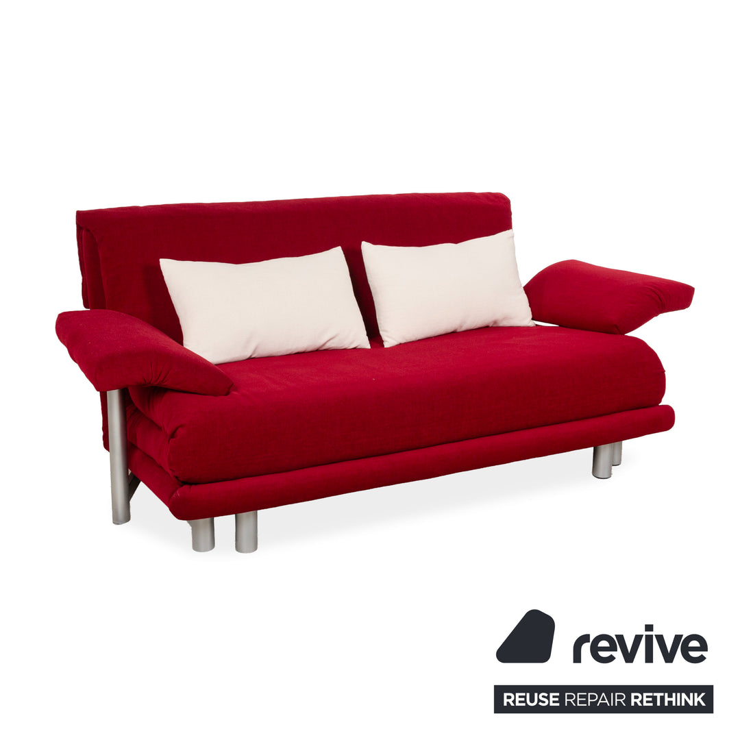 Canapé convertible 3 places Ligne Roset Multy en tissu rouge à fonction manuelle