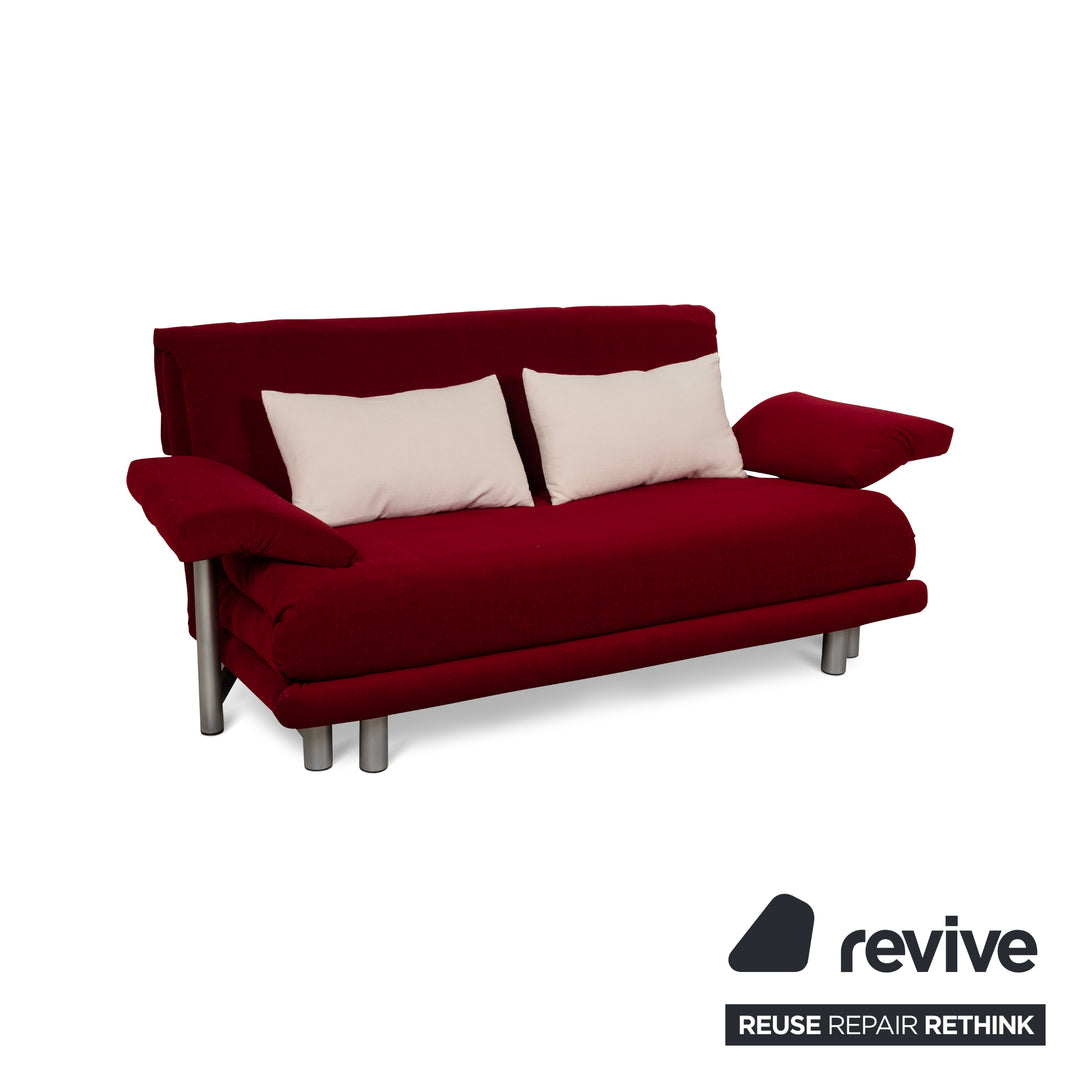 Canapé convertible 3 places Ligne Roset Multy en tissu rouge à fonction manuelle