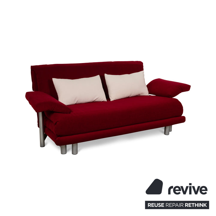 Canapé convertible 3 places Ligne Roset Multy en tissu rouge à fonction manuelle