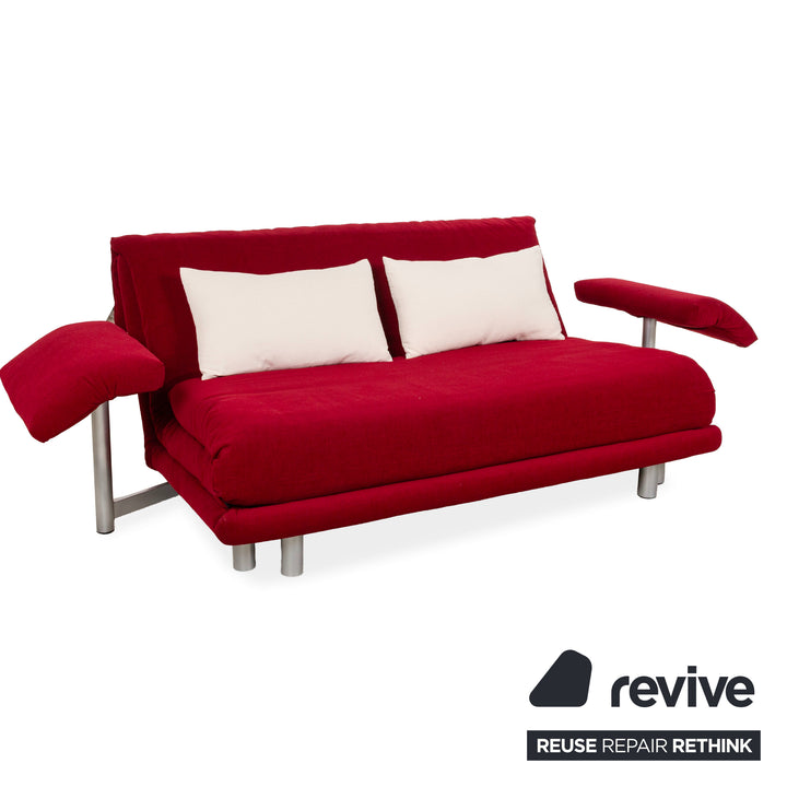 Canapé convertible 3 places Ligne Roset Multy en tissu rouge à fonction manuelle