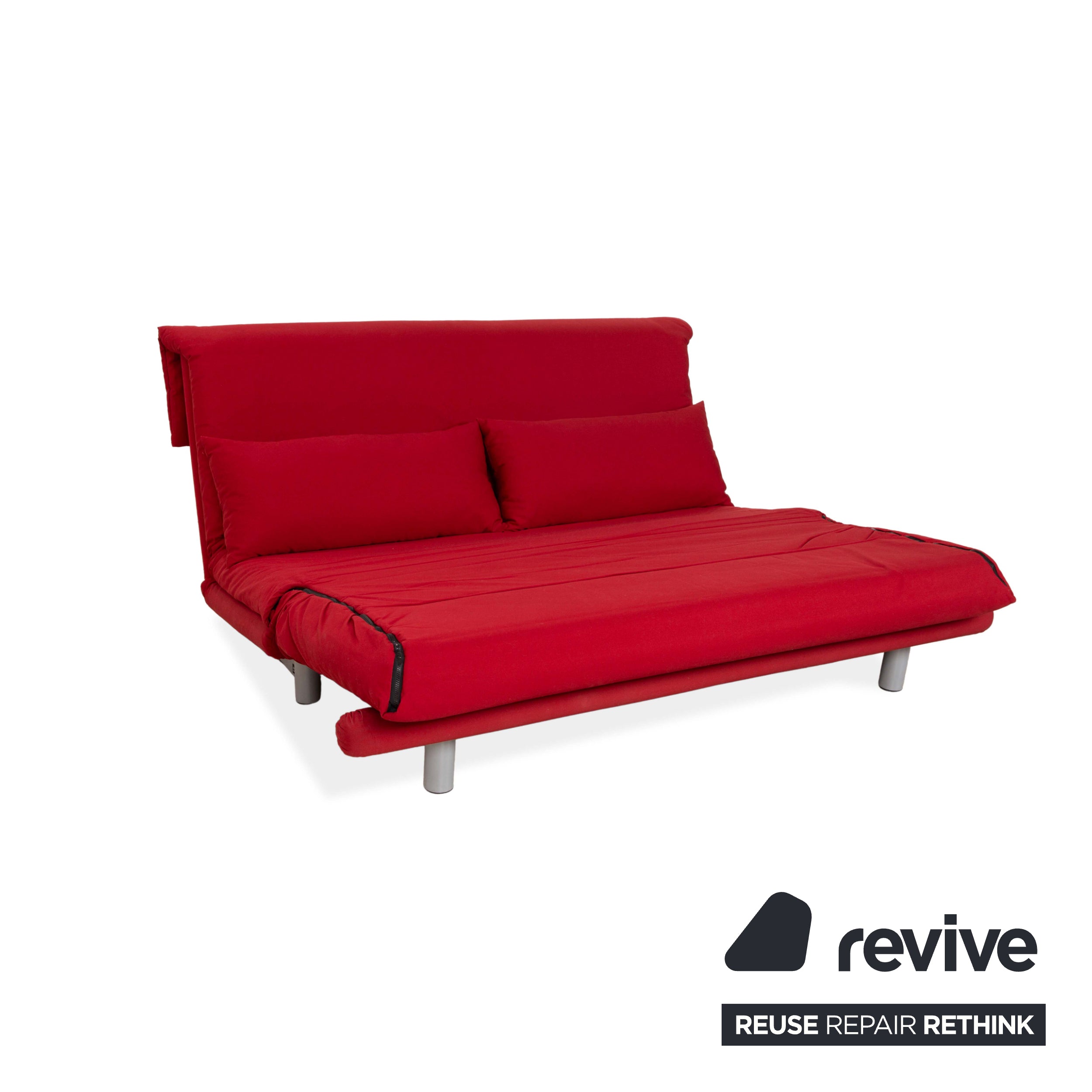 Ligne Roset Multy Fabric Three Seater Red Manual Function Sofa Bed Couch