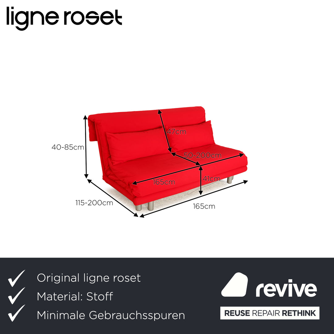 Ligne roset Canapé lit 3 places en tissu Multy rouge à fonction manuelle
