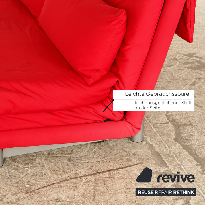 Ligne roset Canapé lit 3 places en tissu Multy rouge à fonction manuelle