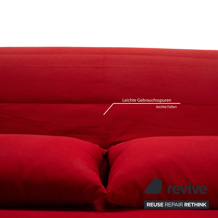 Ligne Roset Multy stoffen driezitsbank rood handmatige functie slaapbank bank