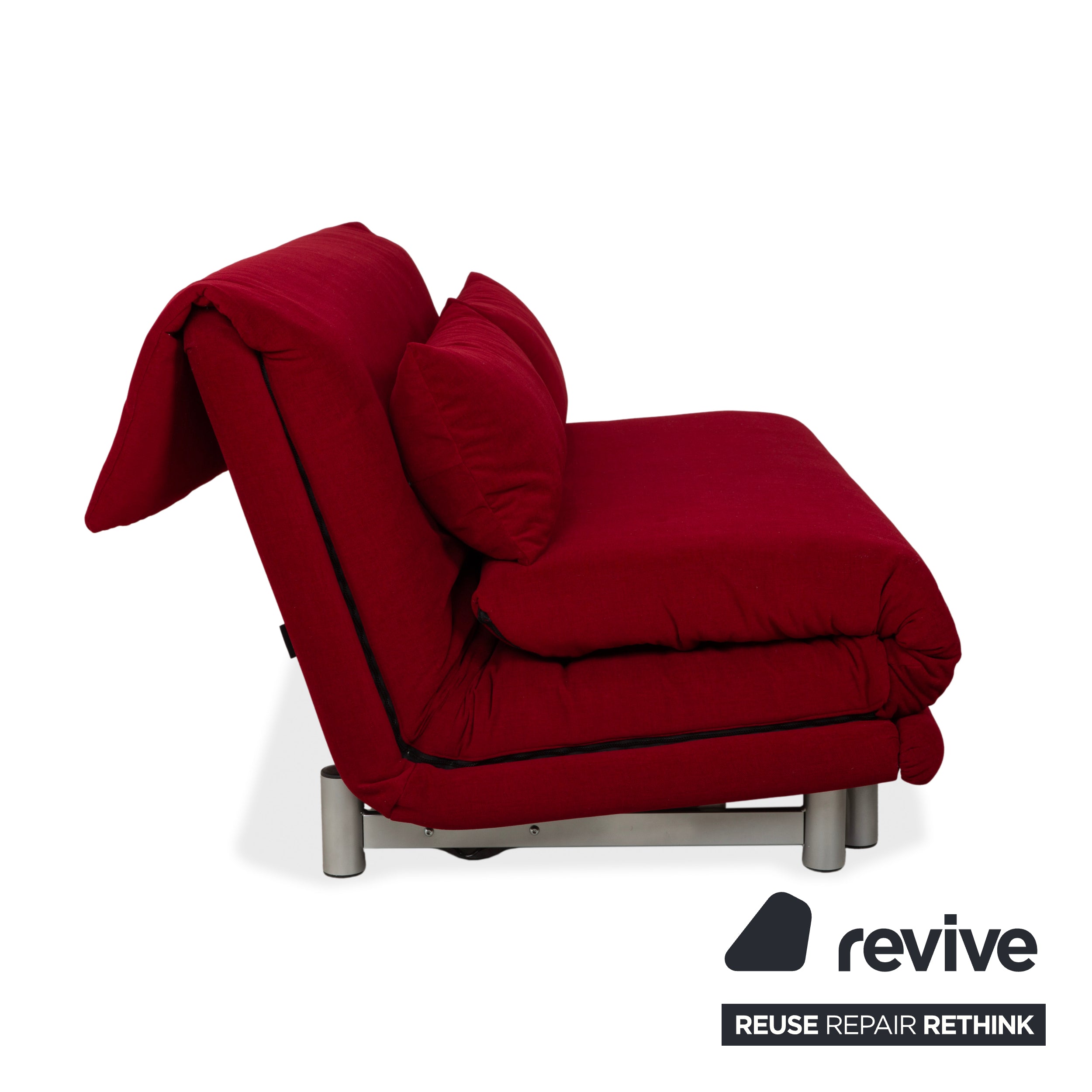 Ligne Roset Multy Dreisitzer Stoff Rot Silber manuelle Schlaffunktion Schlafsofa Couch Neubezug