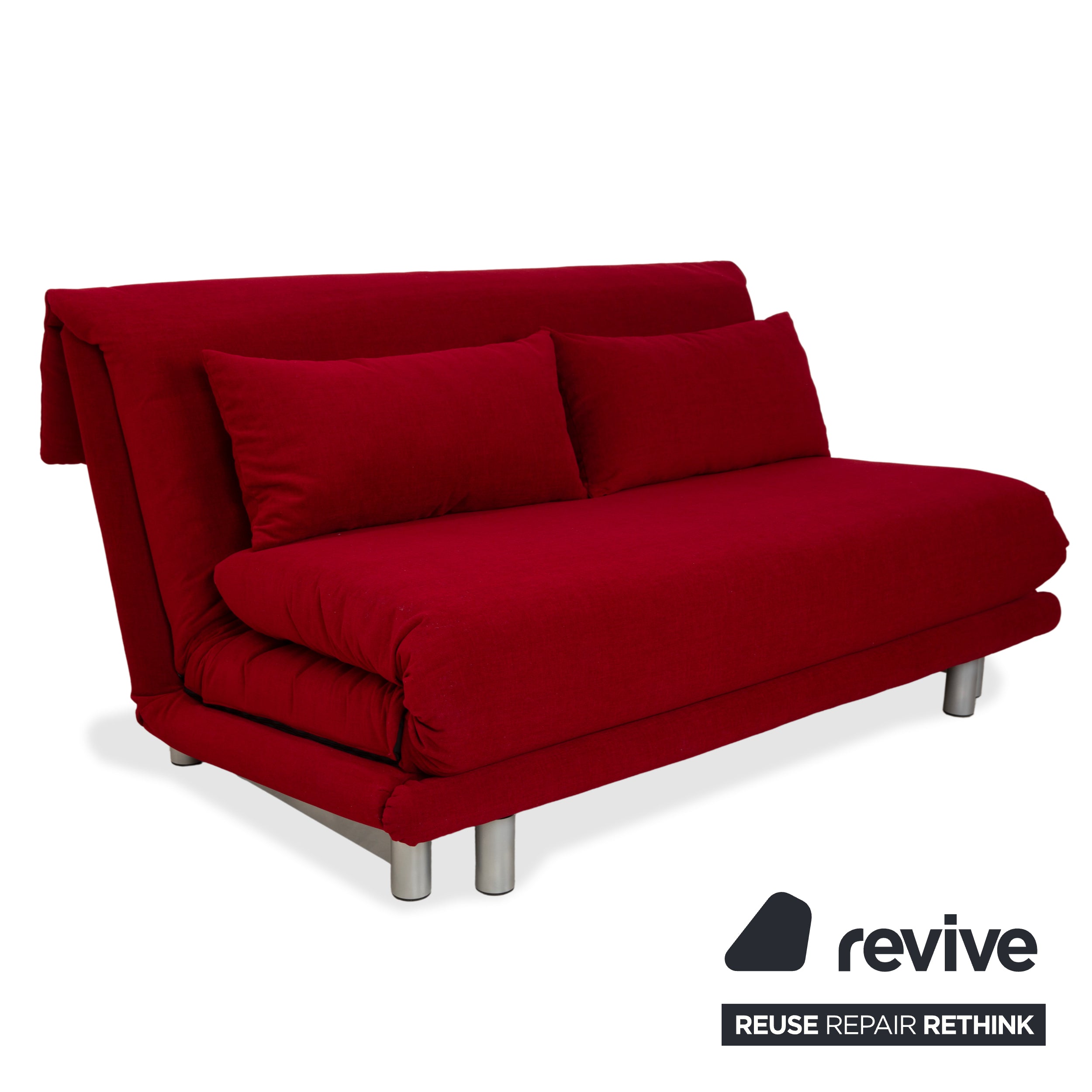 Ligne Roset Multy Dreisitzer Stoff Rot Silber manuelle Schlaffunktion Schlafsofa Couch Neubezug