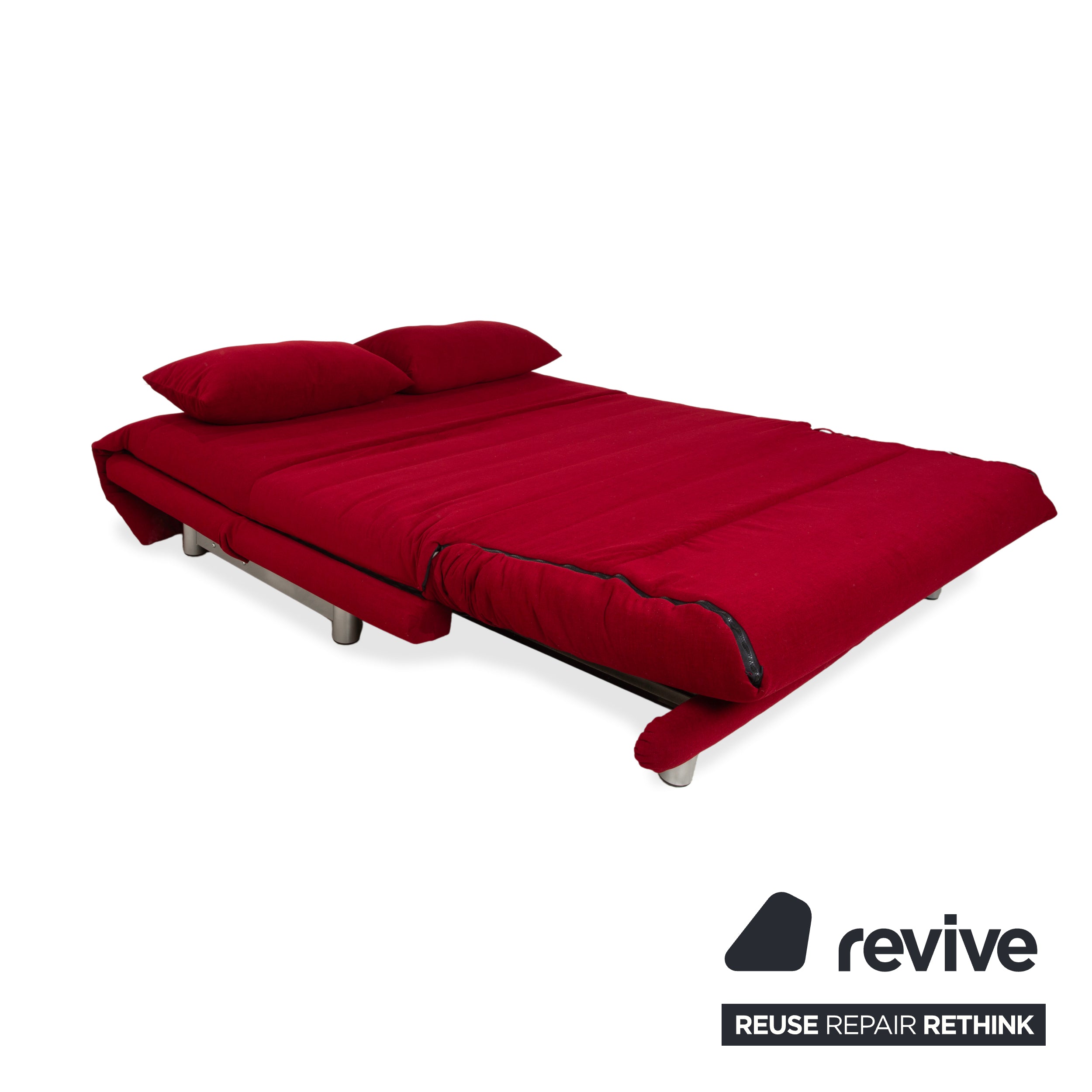 Ligne Roset Multy Dreisitzer Stoff Rot Silber manuelle Schlaffunktion Schlafsofa Couch Neubezug