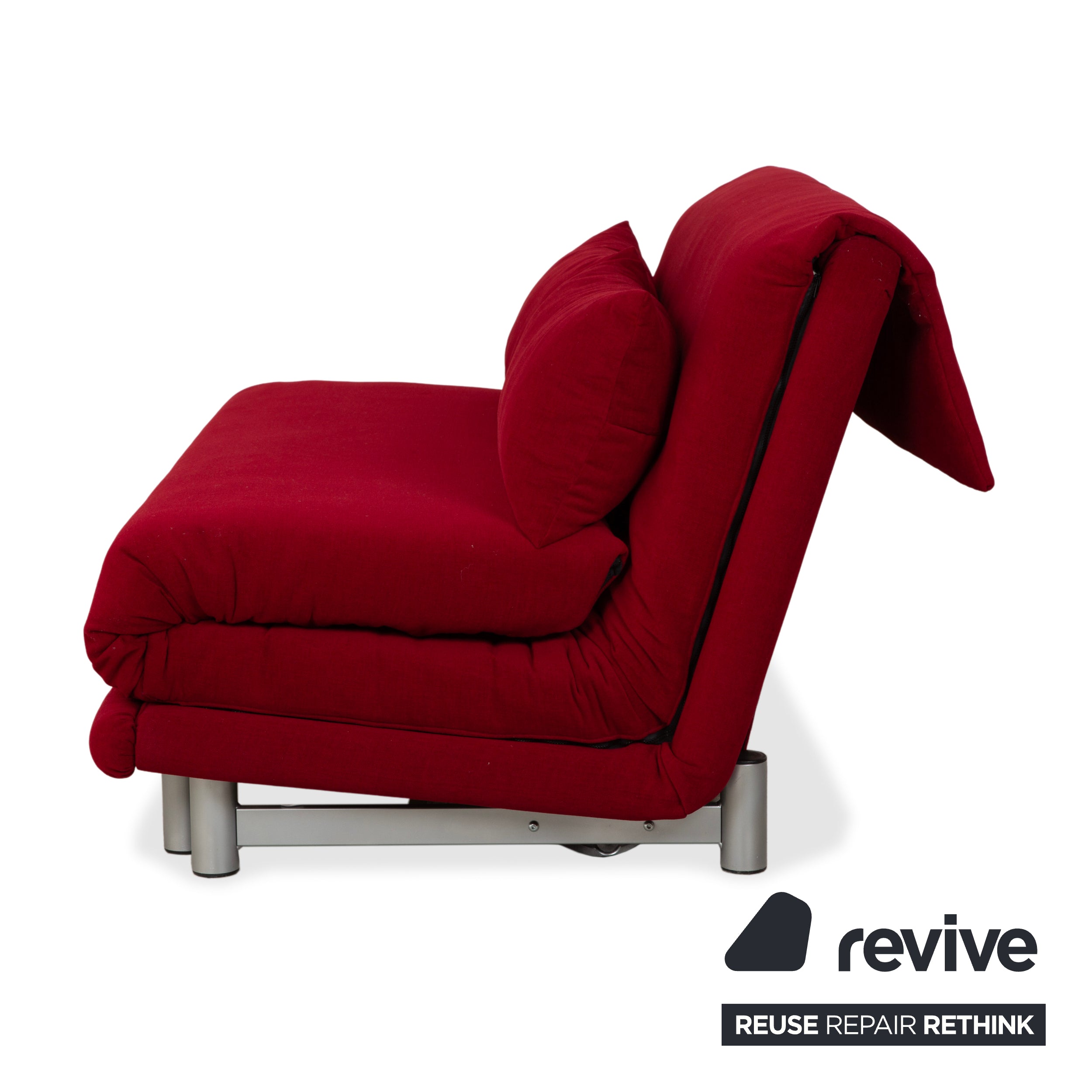 Ligne Roset Multy Dreisitzer Stoff Rot Silber manuelle Schlaffunktion Schlafsofa Couch Neubezug