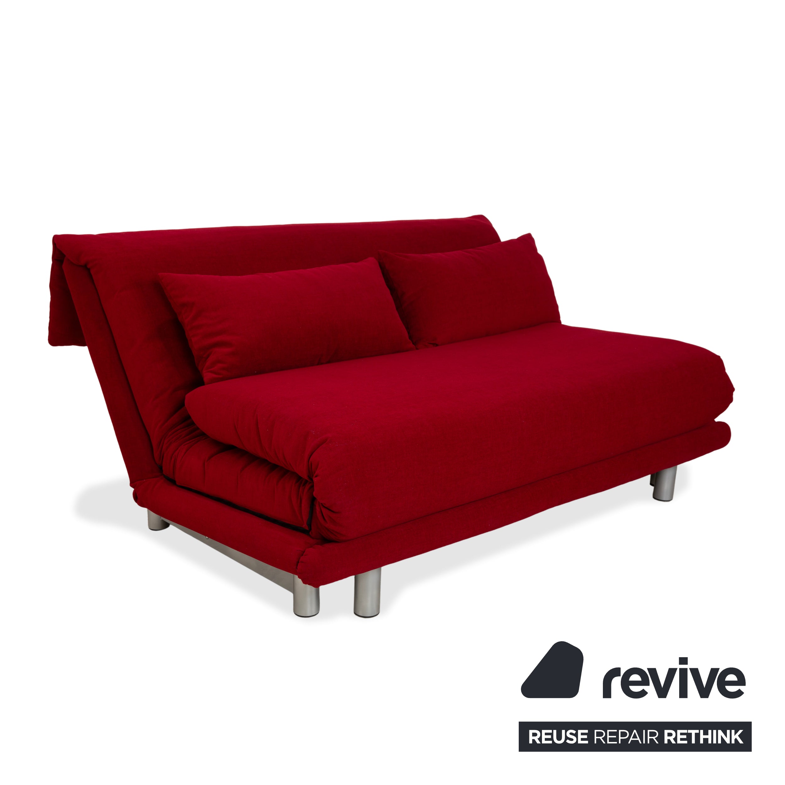 Ligne Roset Multy Dreisitzer Stoff Rot Silber manuelle Schlaffunktion Schlafsofa Couch Neubezug