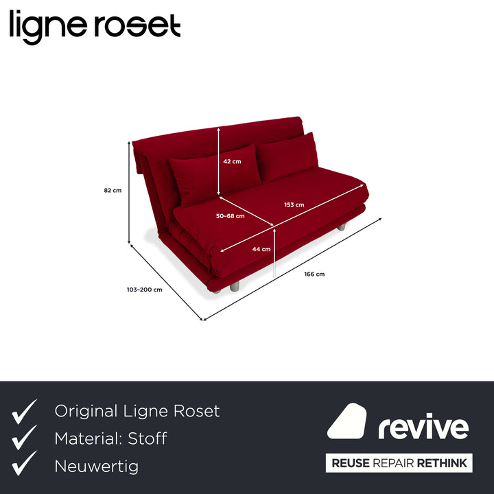 Ligne Roset Multy Trois places Tissu Rouge Argent fonction relax manuelle Canapé convertible Recouvrement neuf