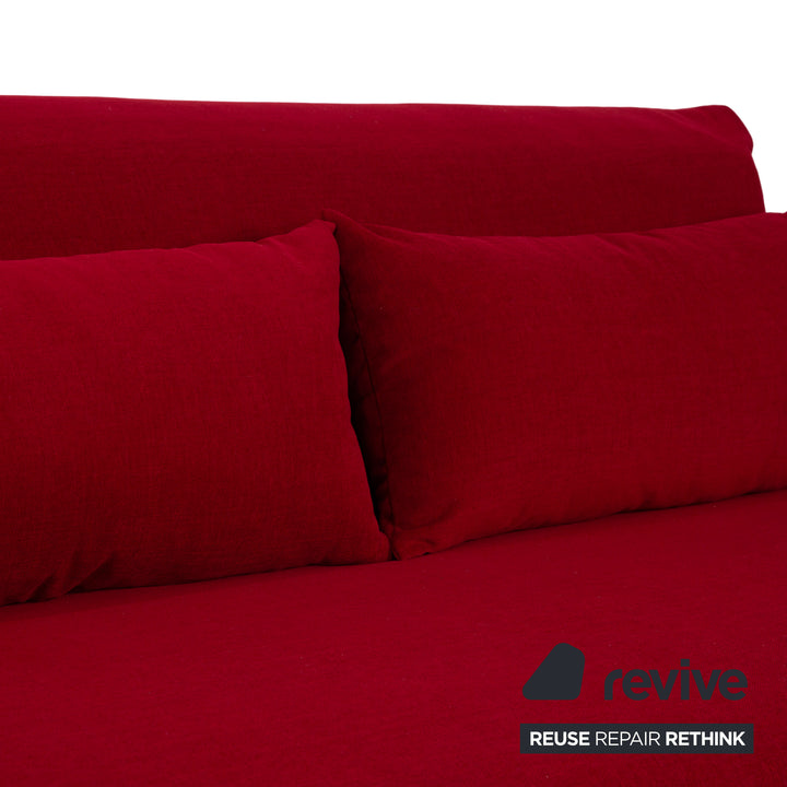 Ligne Roset Multy Trois places Tissu Rouge Argent fonction relax manuelle Canapé convertible Recouvrement neuf