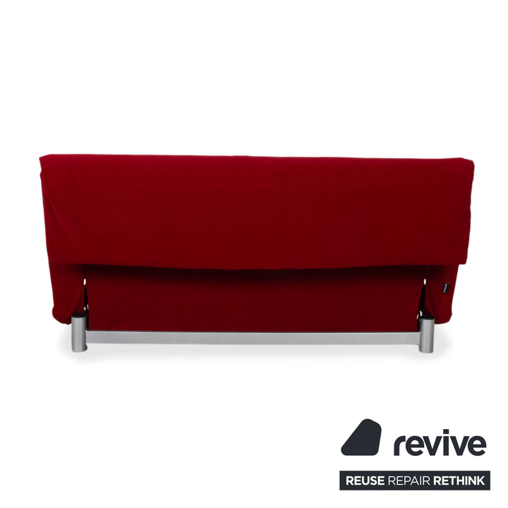 Ligne Roset Multy Stoff Dreisitzer Rot manuelle Schlaffunktion Gestell Silber Sofa Couch Neubezug