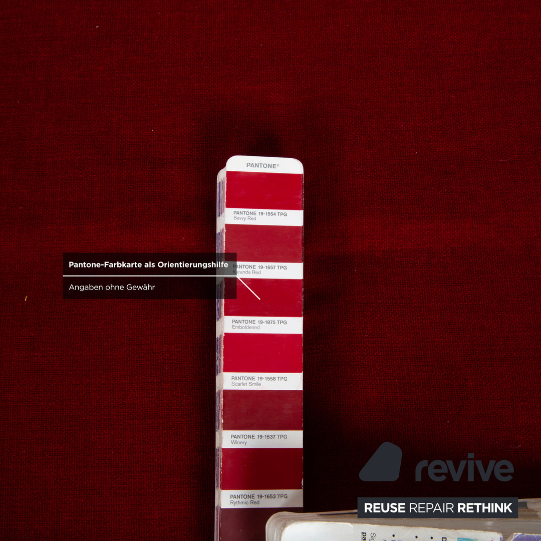 Ligne Roset Multy Stoff Dreisitzer Rot manuelle Schlaffunktion Gestell Silber Sofa Couch Neubezug