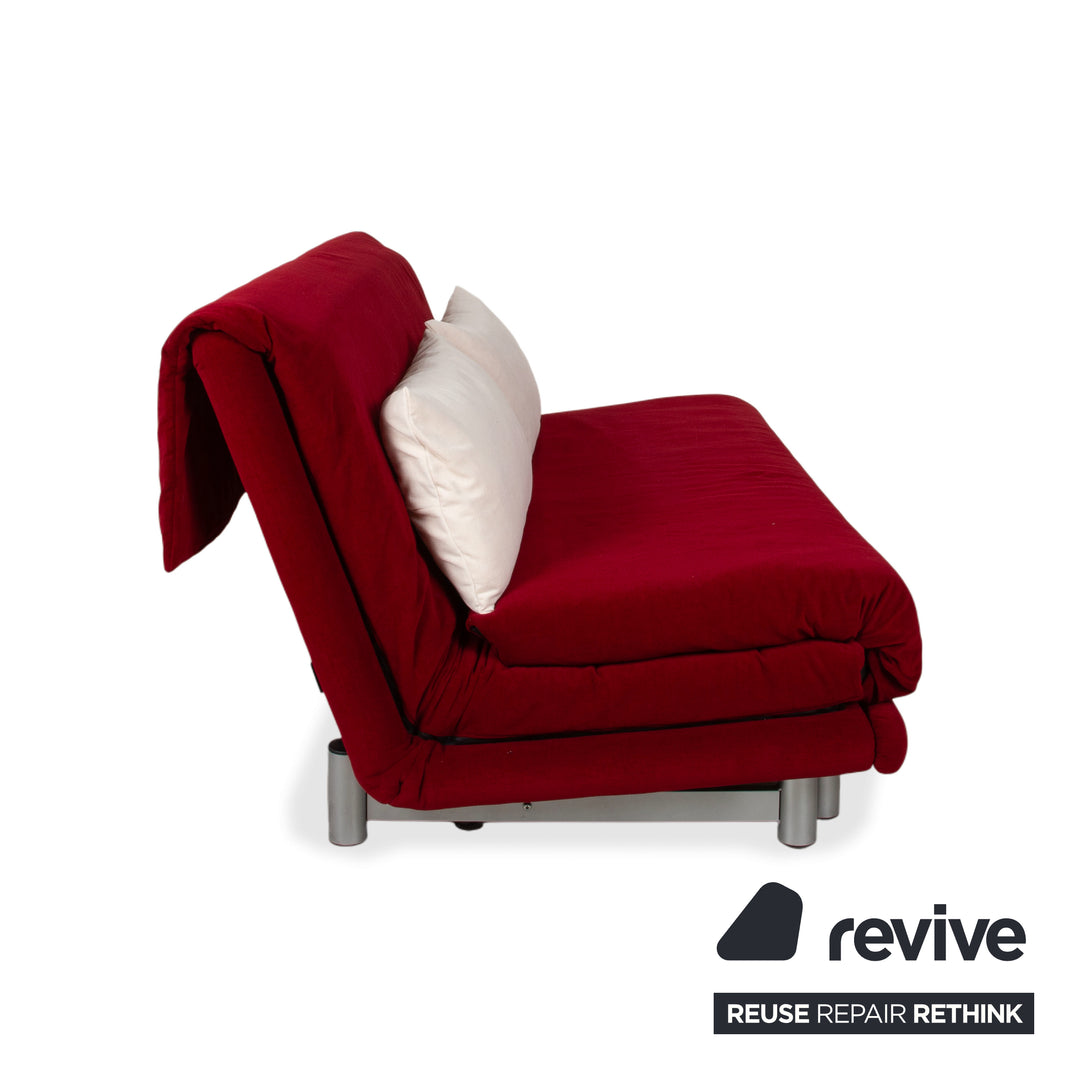 Ligne Roset Multy Stoff Dreisitzer Rot manuelle Schlaffunktion Gestell Silber Sofa Couch Neubezug