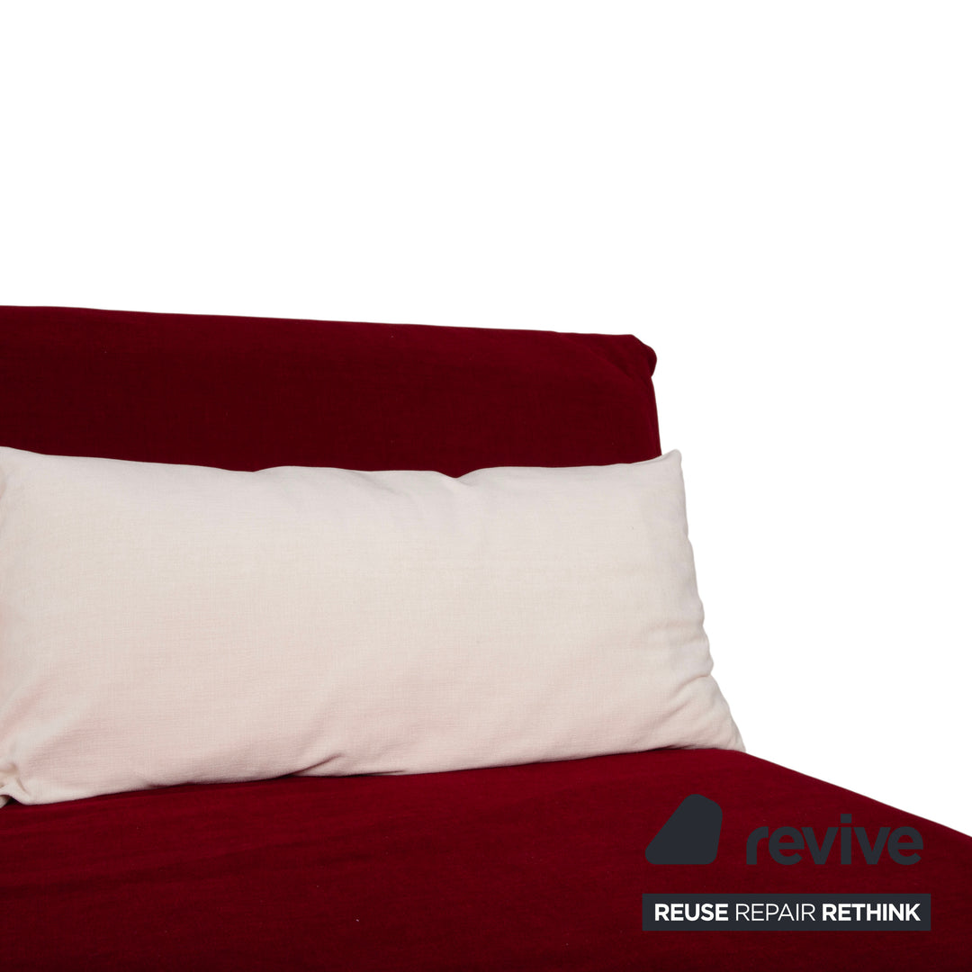 Ligne Roset Multy Stoff Dreisitzer Rot manuelle Schlaffunktion Gestell Silber Sofa Couch Neubezug
