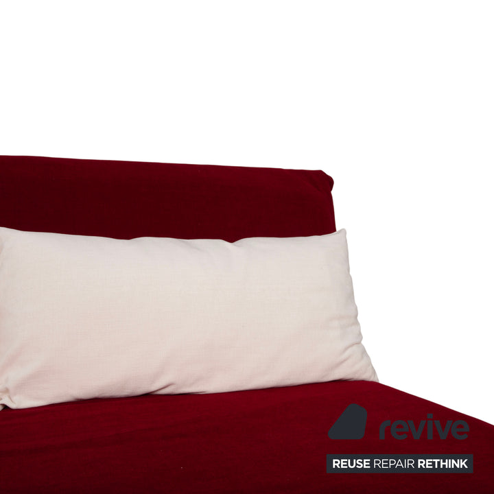 Ligne Roset Multy Fabric Three-Seater Red Manual Sleeping Function Silver Frame Sofa Couch Reupholstered