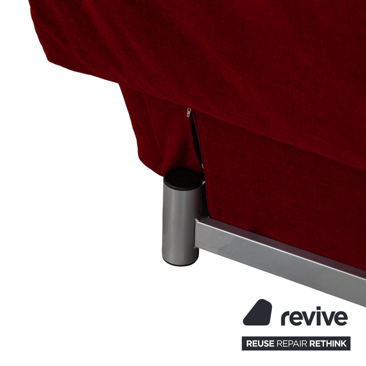 Ligne Roset Multy Stoff Dreisitzer Rot manuelle Schlaffunktion Gestell Silber Sofa Couch Neubezug
