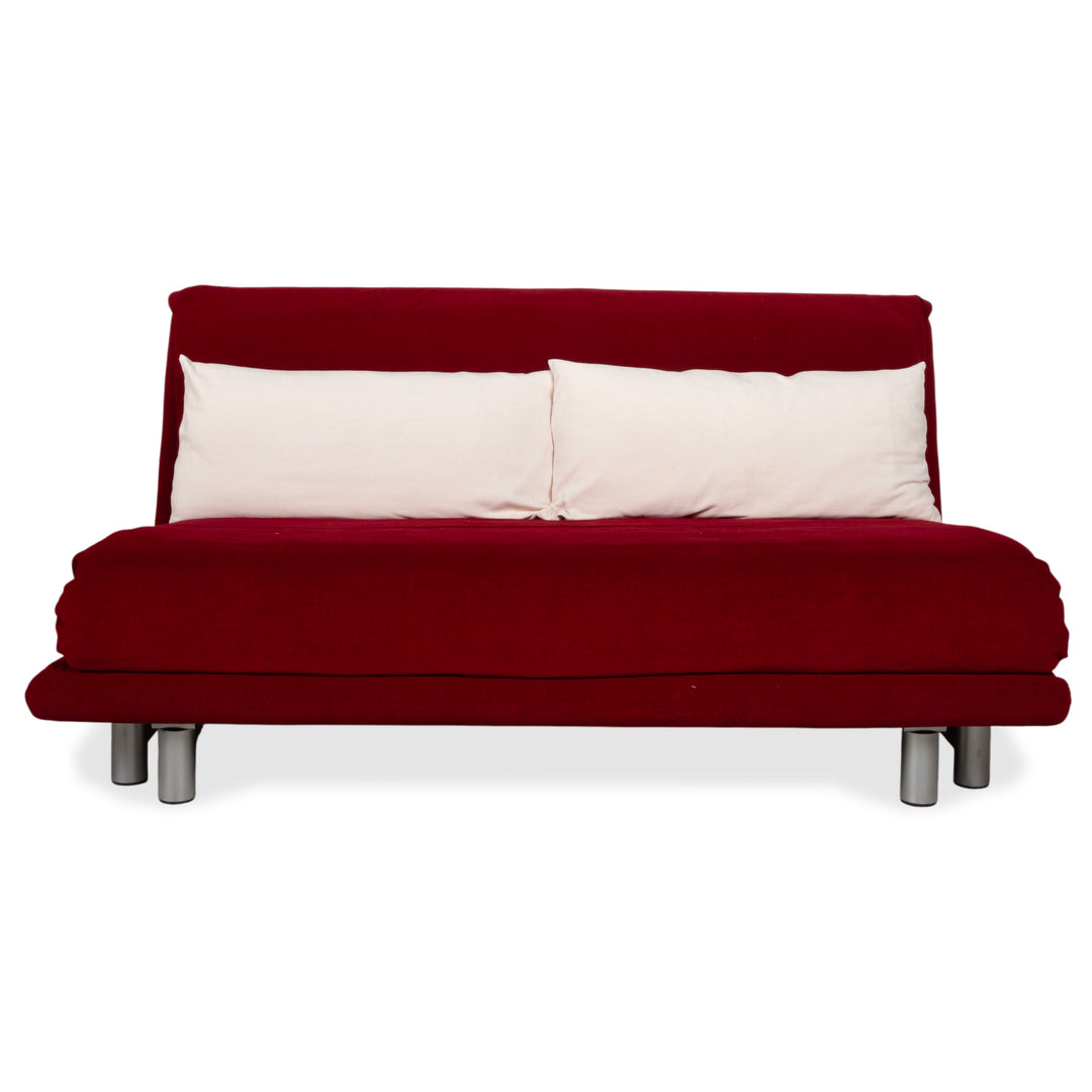 Ligne Roset Multy Fabric Three-Seater Red Manual Sleeping Function Silver Frame Sofa Couch Reupholstered